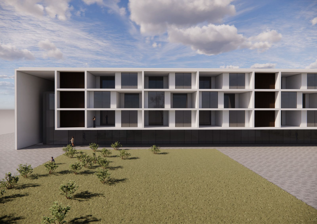 Fachada moderna do Campus Senior